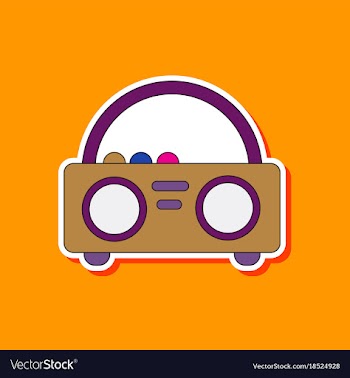 Paper sticker on background of tape recorder vector image