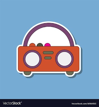 Paper sticker on background of tape recorder vector image