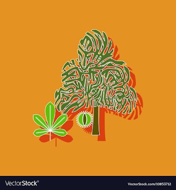 Paper sticker on background of tree Castanea vector image