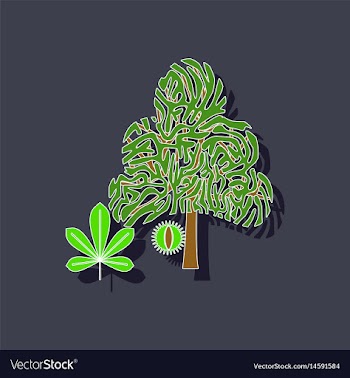 Paper sticker on background of tree castanea vector image