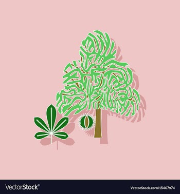 Paper sticker on background of tree castanea vector image
