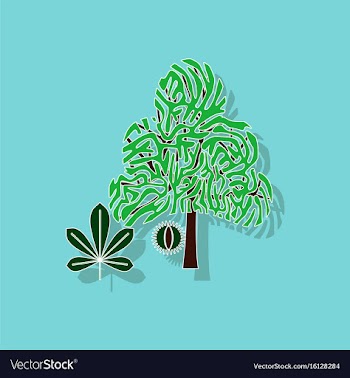 Paper sticker on background of tree castanea vector image