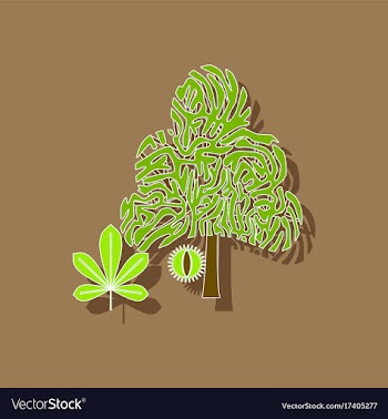 Paper sticker on background of tree castanea vector image