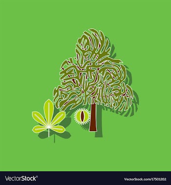 Paper sticker on background of tree castanea vector image