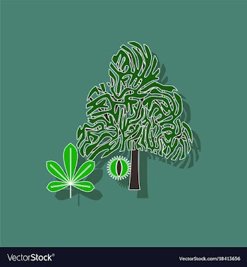 Paper sticker on background of tree castanea vector image