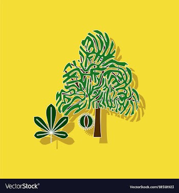 Paper sticker on background of tree castanea vector image