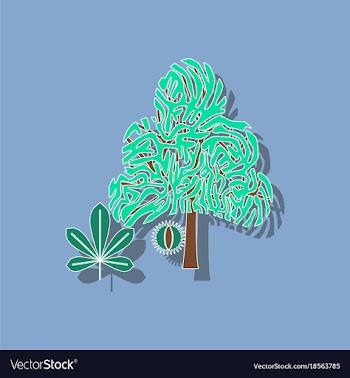Paper sticker on background of tree castanea vector image