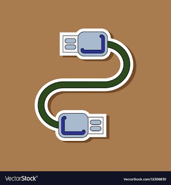 Paper sticker on background of usb cable vector image