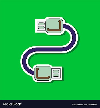 Paper sticker on background of usb cable vector image