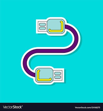 Paper sticker on background of usb cable vector image