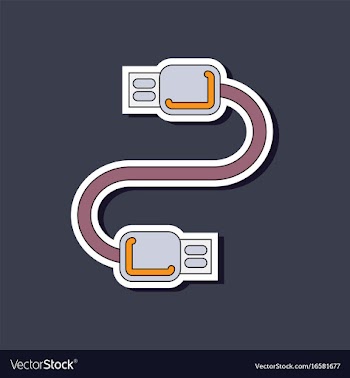 Paper sticker on background of usb cable vector image