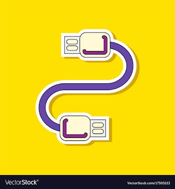 Paper sticker on background of usb cable vector image