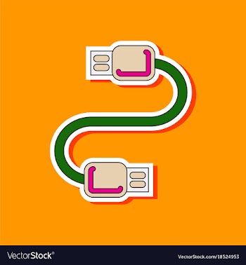 Paper sticker on background of usb cable vector image
