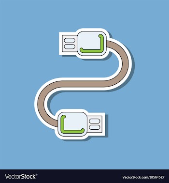 Paper sticker on background of usb cable vector image