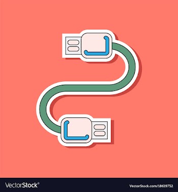 Paper sticker on background of usb cable vector image