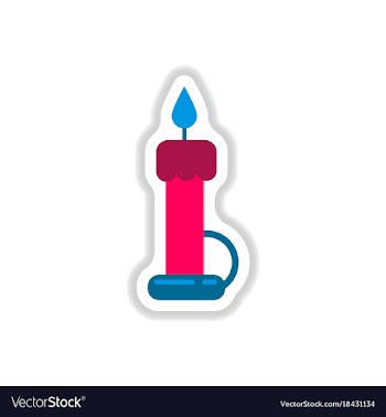 Paper sticker on background of wax candle vector image