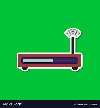 Paper sticker on background of wi fi modem vector image