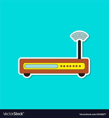 Paper sticker on background of wi fi modem vector image