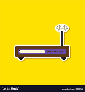 Paper sticker on background of wi fi modem vector image
