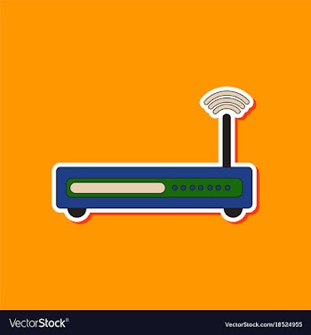 Paper sticker on background of wi fi modem vector image