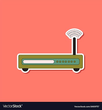 Paper sticker on background of wi fi modem vector image