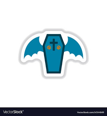 Paper sticker on background of wings coffin vector image