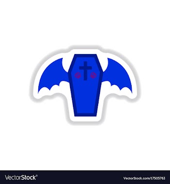 Paper sticker on background of wings coffin vector image