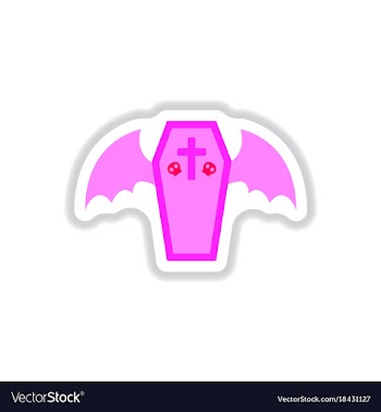 Paper sticker on background of wings coffin vector image