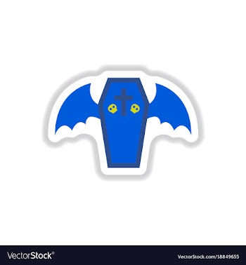 Paper sticker on background of wings coffin vector image