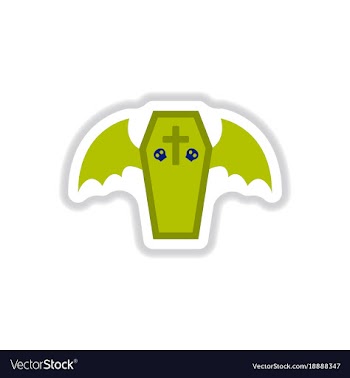 Paper sticker on background of wings coffin vector image