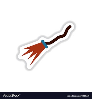 Paper sticker on background of Witch s broom vector image