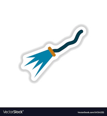 Paper sticker on background of witchs broom vector image