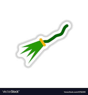 Paper sticker on background of witchs broom vector image