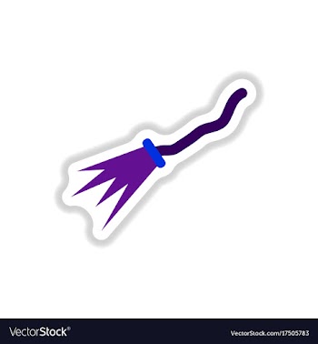 Paper sticker on background of witchs broom vector image