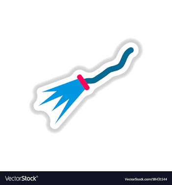 Paper sticker on background of witchs broom vector image