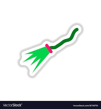 Paper sticker on background of witchs broom vector image