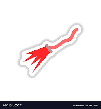 Paper sticker on background of witchs broom vector image