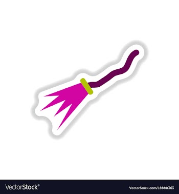 Paper sticker on background of witchs broom vector image