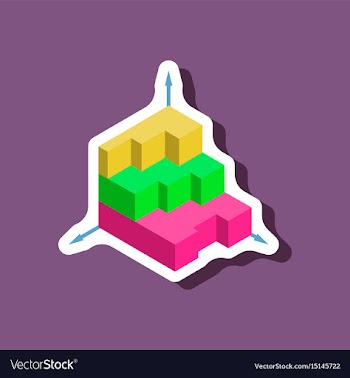Paper sticker on stylish background 3d chart vector image
