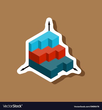 Paper sticker on stylish background 3d chart vector image