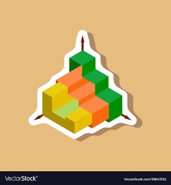 Paper sticker on stylish background 3d chart vector image