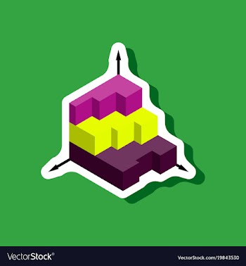 Paper sticker on stylish background 3d chart vector image