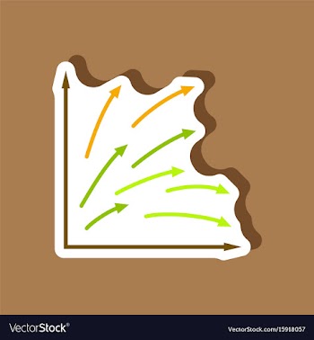 Paper sticker on stylish background arrow chart vector image
