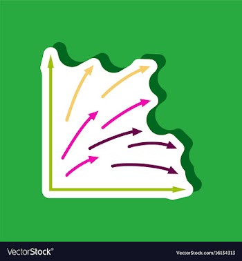 Paper sticker on stylish background arrow chart vector image