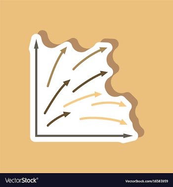 Paper sticker on stylish background arrow chart vector image