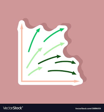 Paper sticker on stylish background arrow chart vector image