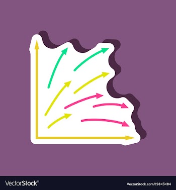 Paper sticker on stylish background arrow chart vector image