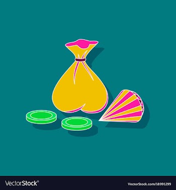 Paper sticker on stylish background bag of jewels vector image