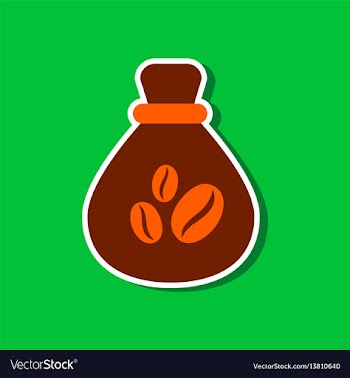 Paper sticker on stylish background bag roasted vector image