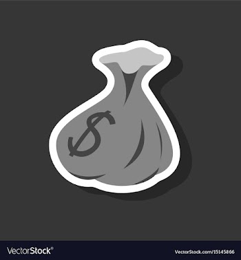 Paper sticker on stylish background bag with money vector image